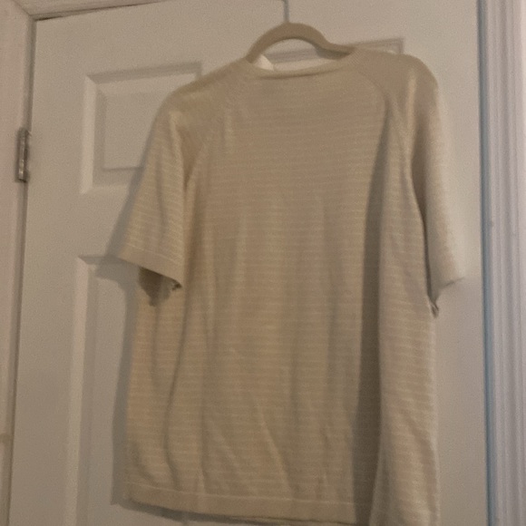 STRUCTURE light tan striped cotton V-Neck Sweater - Picture 5 of 6